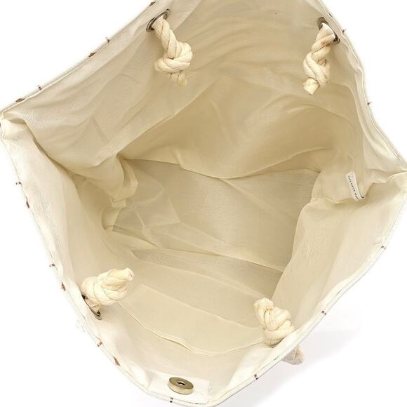 Metallic Gold Foil Leaf Pattern on White Canvas Tote Bag - Picture 2 of 2